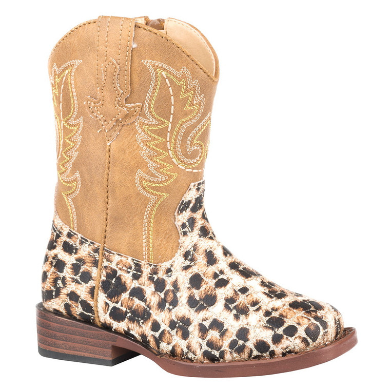 Roper Footwear Boys Toddler Glitter Leopard Cowgirl Boot 5 Toddler Tan 09-017-1901-2800 TA