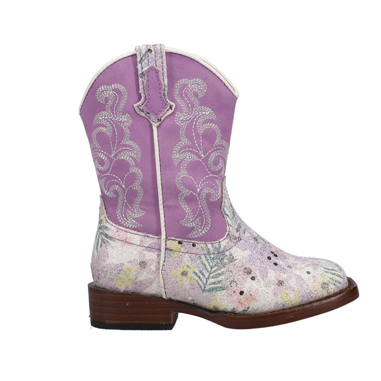 Roper  Toddler Girls Glitter Floral Square Toe    Boots   Ankle 09-017-1901-2928 PU