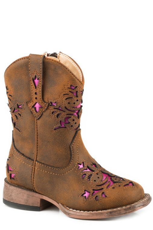 Roper 6In Vintage Girls Toddlers Brown Faux Leather Lola Cowboy Boots 5 09-017-1903-2133 BR