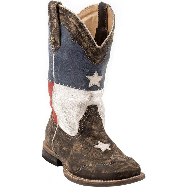 Roper  Kids Boys Americana Flag Square Toe    Western Cowboy Boots   Mid Calf 09-018-0903-0103 BU