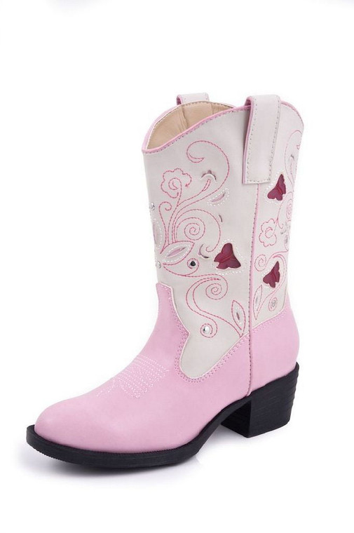 Roper Western Boots Girls Butterfly Child Pink 09-018-1201-1215 PI