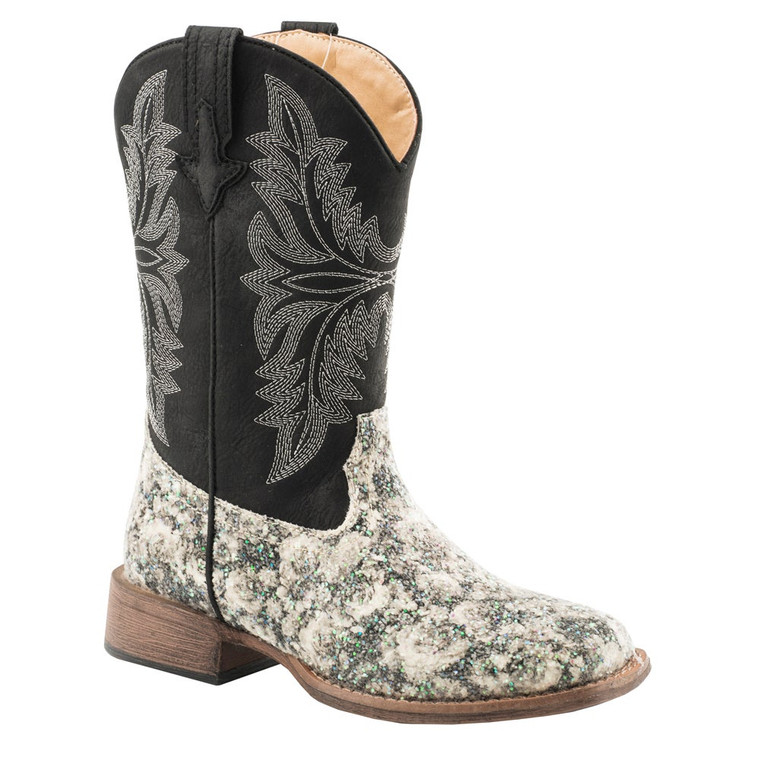 Roper  Kids Girls Claire Floral Square Toe    Boots   Mid Calf 09-018-1903-2135 BL