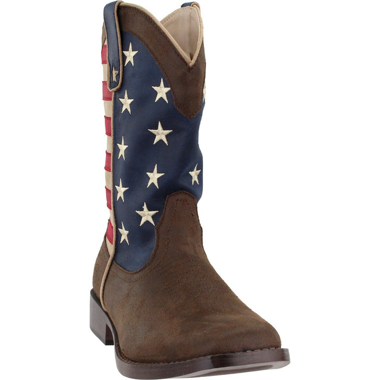 Roper  Mens American Patriotic Square Toe   Boots   Mid Calf 09-020-1902-0380 BR