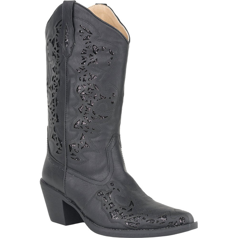 Roper  Womens Alisa Snip Toe   Western Cowboy Boots   Mid Calf Low Heel 1-2" 09-021-1556-0772 BL