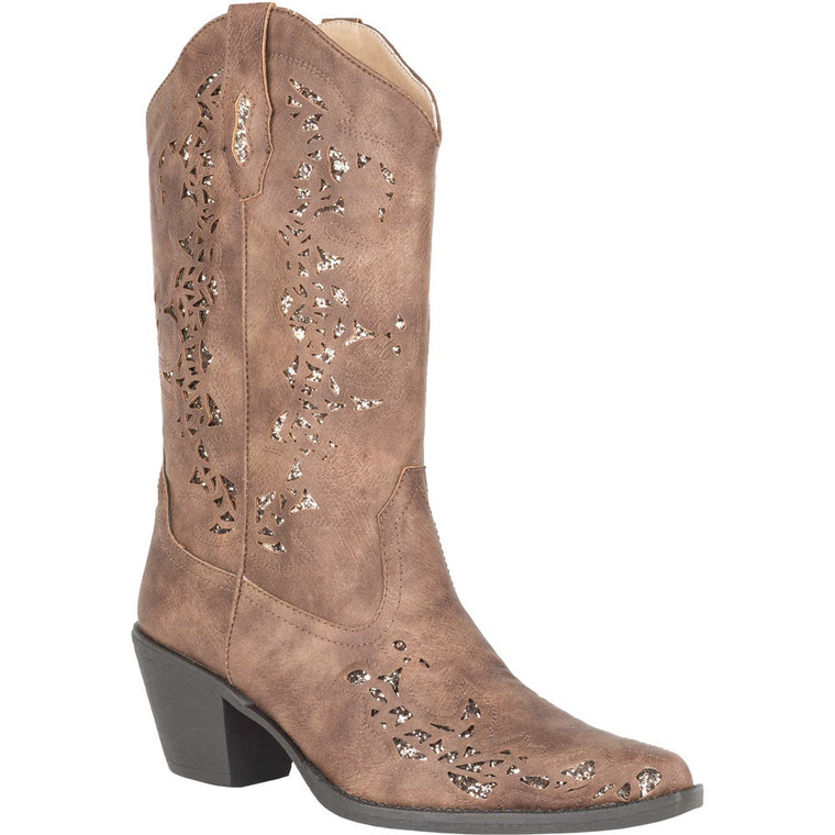 Roper  Womens Alisa Snip Toe   Western Cowboy Boots   Mid Calf Low Heel 1-2" 09-021-1556-0773 BR