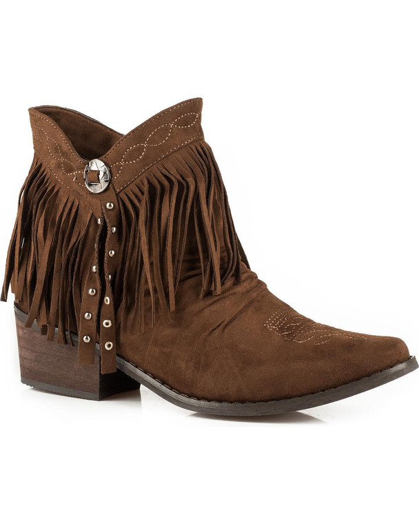 Roper Ladies Fringy Round Toe Shorty Boots 09-021-1557-1246 BR