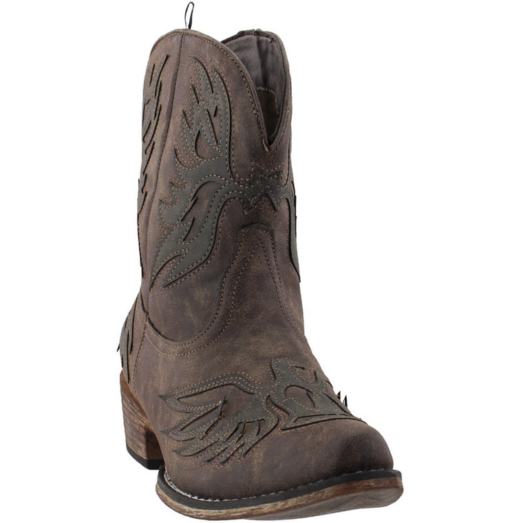 Roper  Womens Amelia Snip Toe   Western Cowboy Boots   Ankle Low Heel 1-2" 09-021-1567-2112 BR