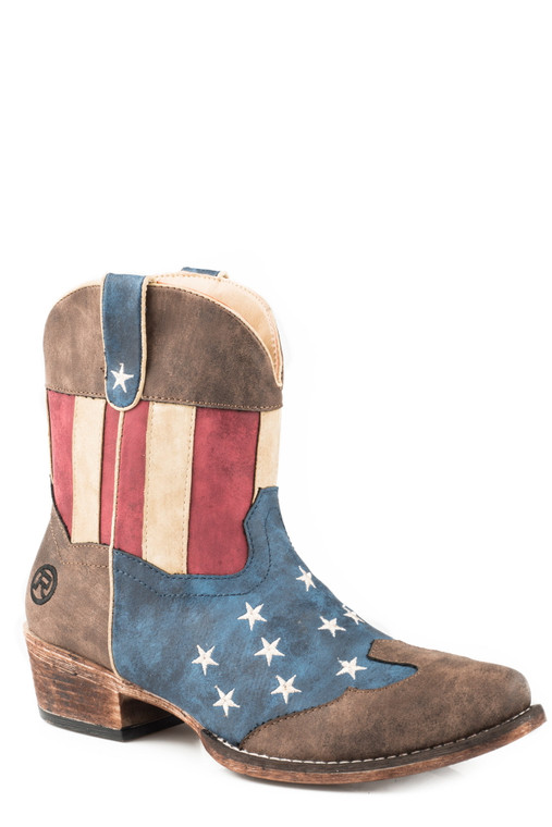 Roper Womens American Flag Faux Leather Flotus Cowboy Boots 09-021-1567-2117 BR