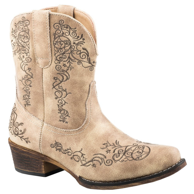 Roper  Womens Riley Scroll Embroidered Snip Toe   Boots   Mid Calf Low Heel 1-2" 09-021-1567-2864 TA