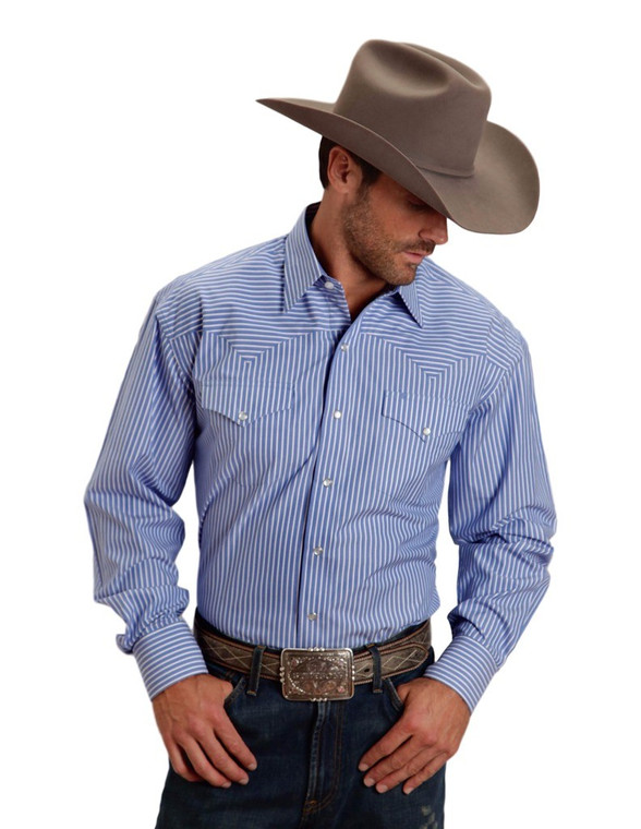 Stetson Western Shirt Mens L/S Periwinkle 11-001-0476-0802 BU