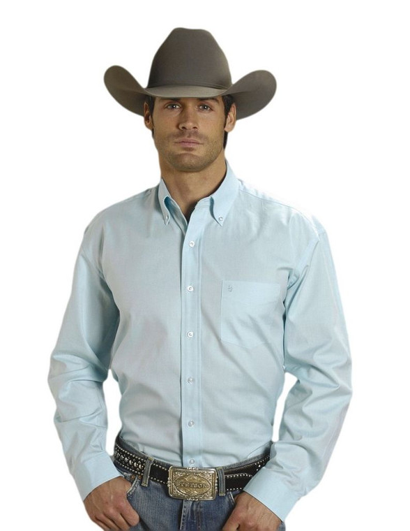 Western Shirt Mens L/S Solid Button Aqua 11-001-0566-0020 BU