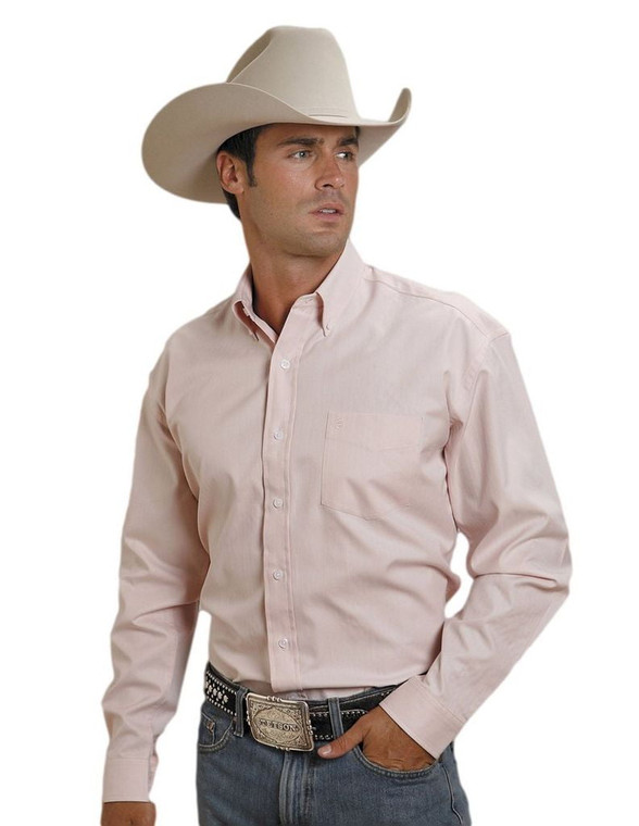 Western Shirt Mens L/S Solid Button Pink 11-001-0566-0040 PI