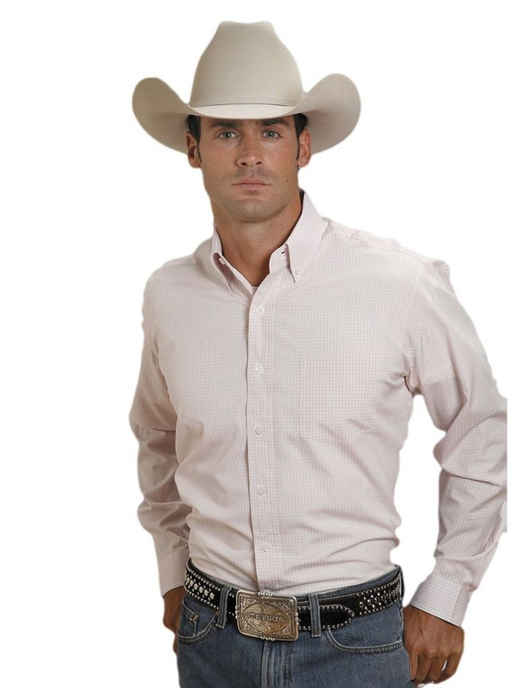 Stetson Western Shirt Mens L/S Button Plaid Pink 11-001-0579-0035 PI