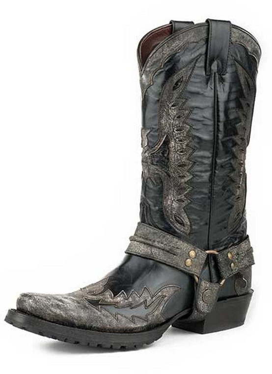 Stetson Western Boots Men Outlaw Eagle Biker Black 12-020-6124-3622 BL