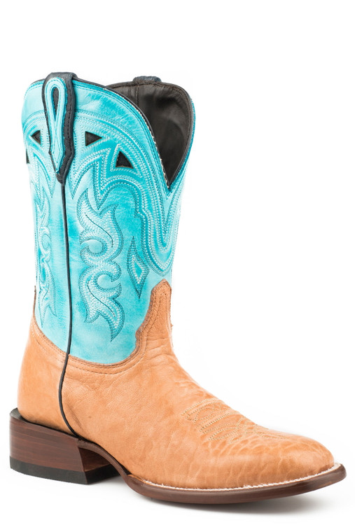 Stetson Womens Tan/Turquoise Leather 11In Jbs Cowboy Boots 12-021-1850-0151 TA