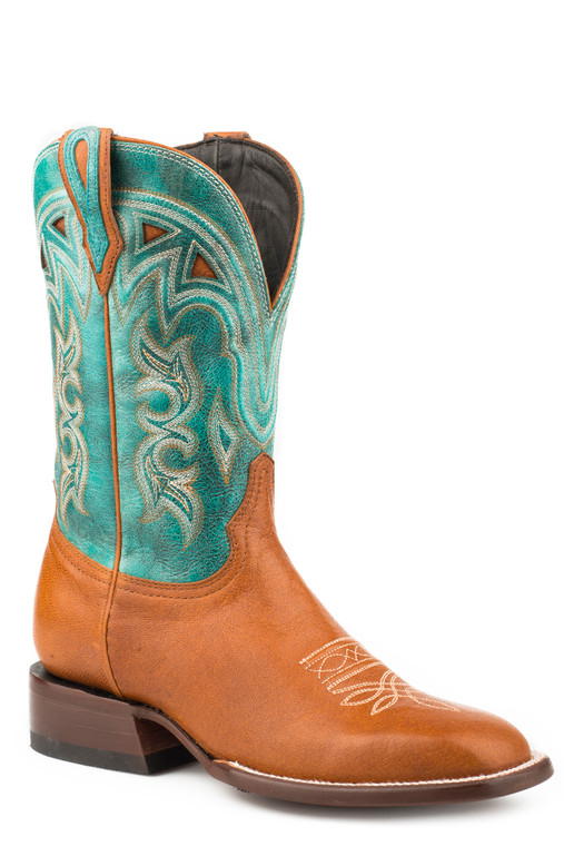 Stetson Womens Honey/Turquoise Leather 11In Jbs Cowboy Boots 12-021-1850-0152 BR