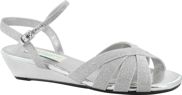 Women's Dyeables Emma Wedge Sandal Silver Glitter 8 M