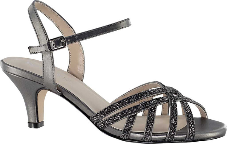 Women's Touch Ups Amara Strappy Sandal Pewter Glitter Synthetic 7 W