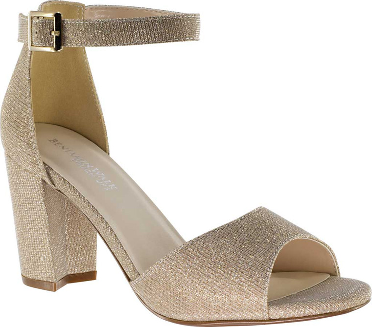 Women's Touch Ups Amaya Ankle Strap Heeled Sandal Champagne Glitter Synthetic 7 W