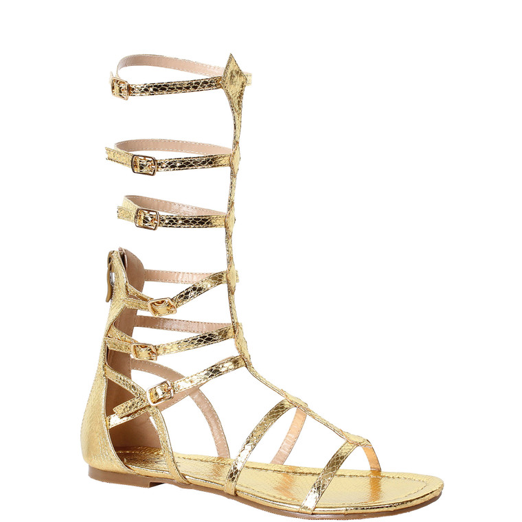 Ellie Shoes Inc Gold Zena Gladiator Sandals, Costume Shoes for Women, Size 10, 6" Tall