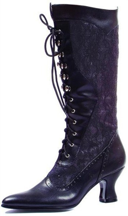 Ellie Shoes E-253-Rebecca 2 Heel Boot with Lace 8 / Black