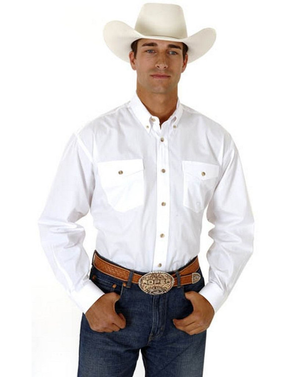 Roper Western Shirt Mens L/S Tall Button White Size-4XT