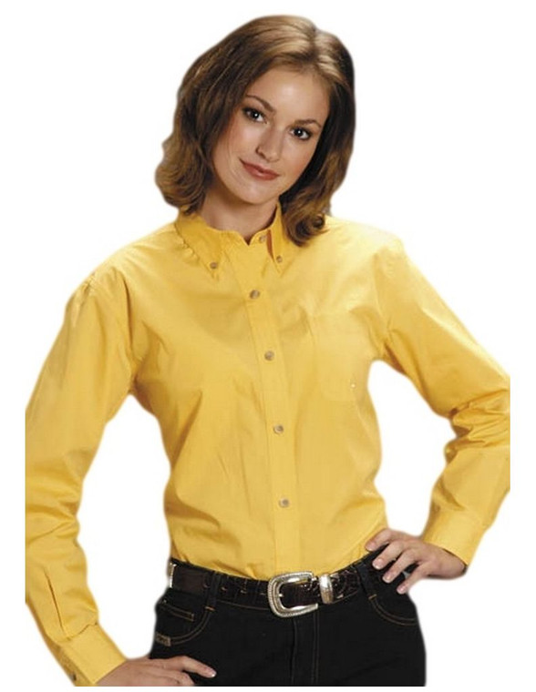 Roper Western Shirt Womens L/S Solid Poplin Yellow  Size- Small