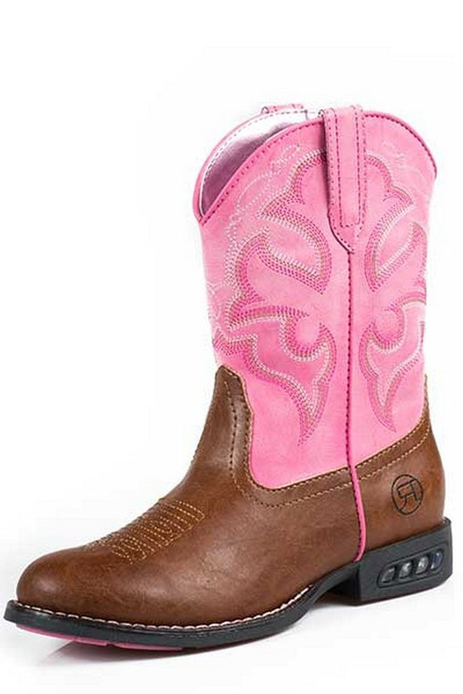 Roper Western Boots Girls Cowgirl Lights Tan Pink Size-13