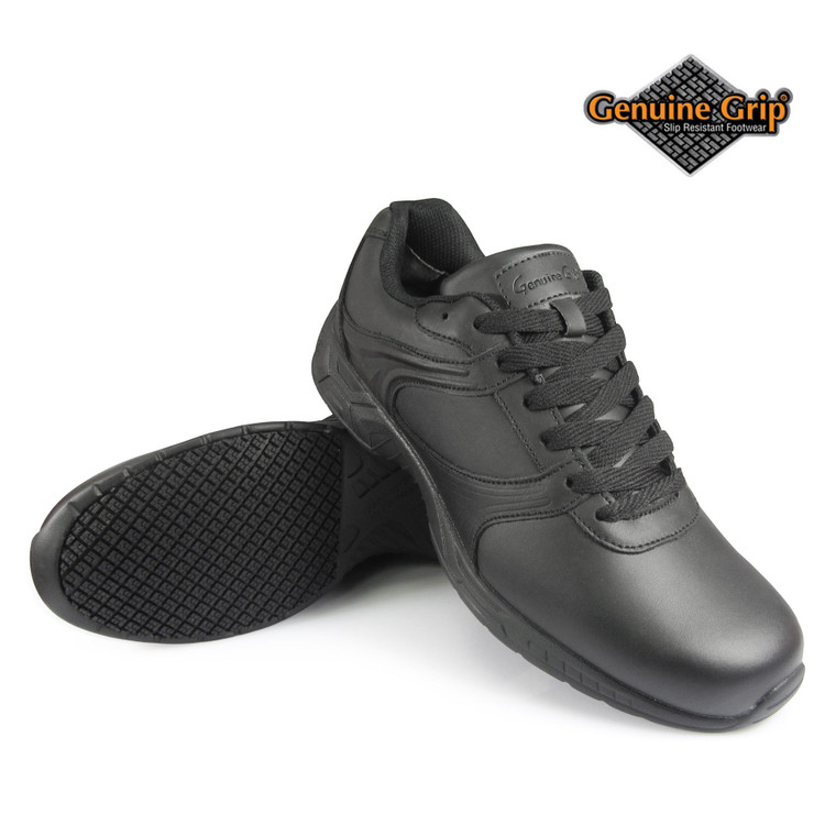Men's Genuine Grip Footwear Slip-Resistant Athletic Plain Toe Work Shoes (Black,10M)
