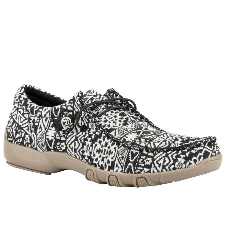 Roper Footwear Womens and White Aztec Canvas Casual  Size-8.5 B Black