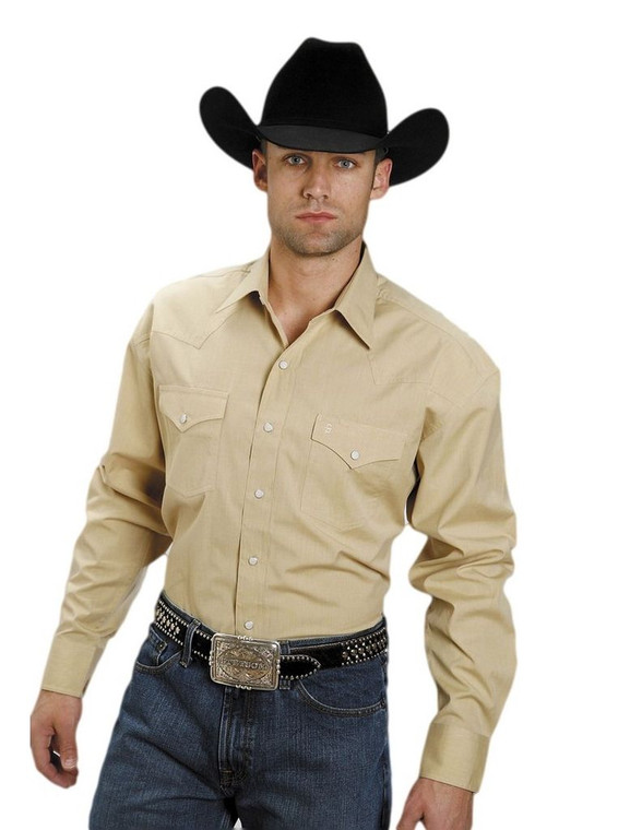 Stetson Western Shirt Mens L/S Matte Snap Gold Size-L