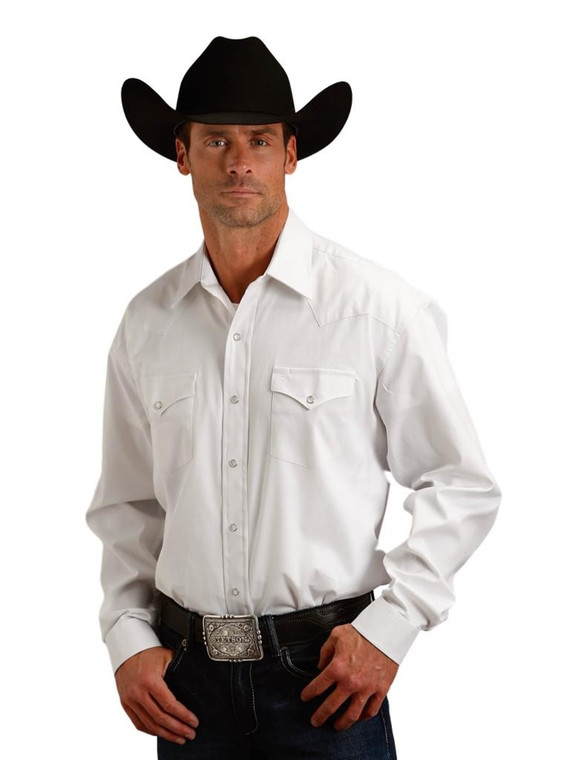 Stetson Western Shirt Mens L/S Snap XL White