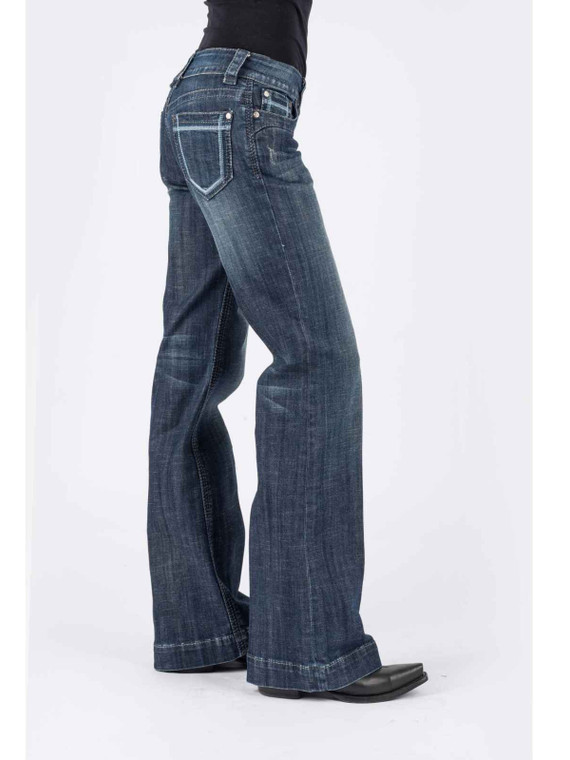 Stetson Ladies Trouser Style Western Jean Plain Back Pkt W/Blue Em 2 R, 0214 Size-14