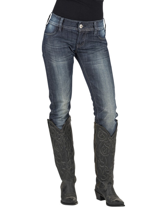 Stetson Western Denim Womens Pixie Stix Blue Size- 4 R