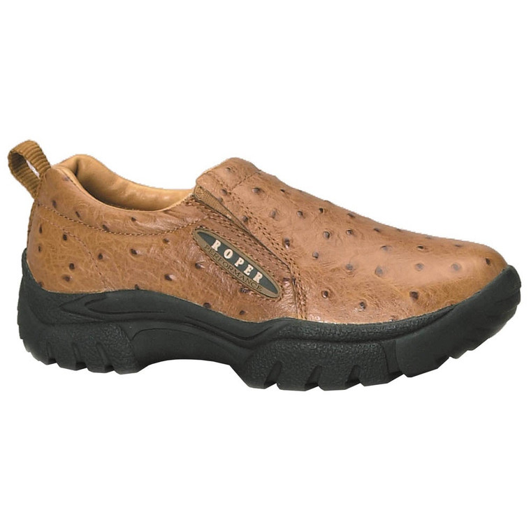Men's Performance Sport Slip Tan Embossed Ostrich Leather Size-13 W