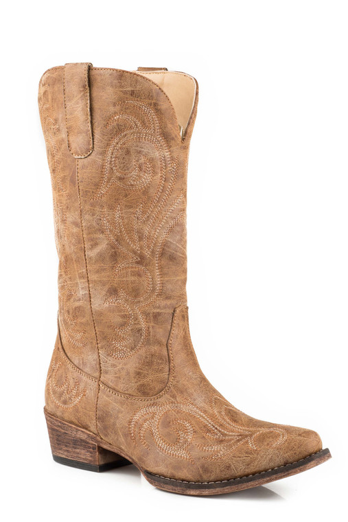 roper women's riley western boot, tan, Size-7.5