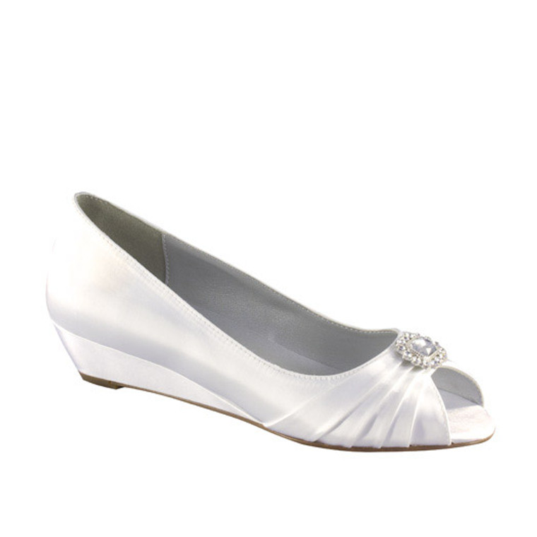 Dyeables Women's Anette Low Heel Wedge (White,Size-8)