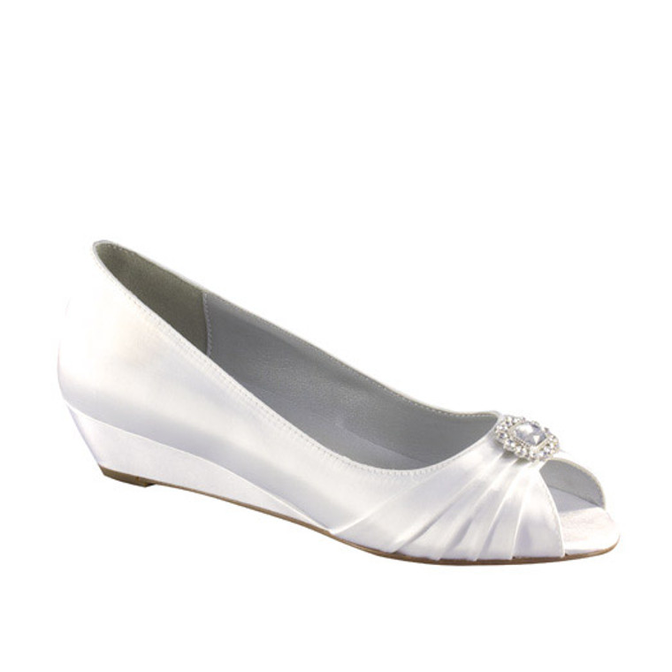 Dyeables Women's Anette Low Heel Wedge (White,Size-9)