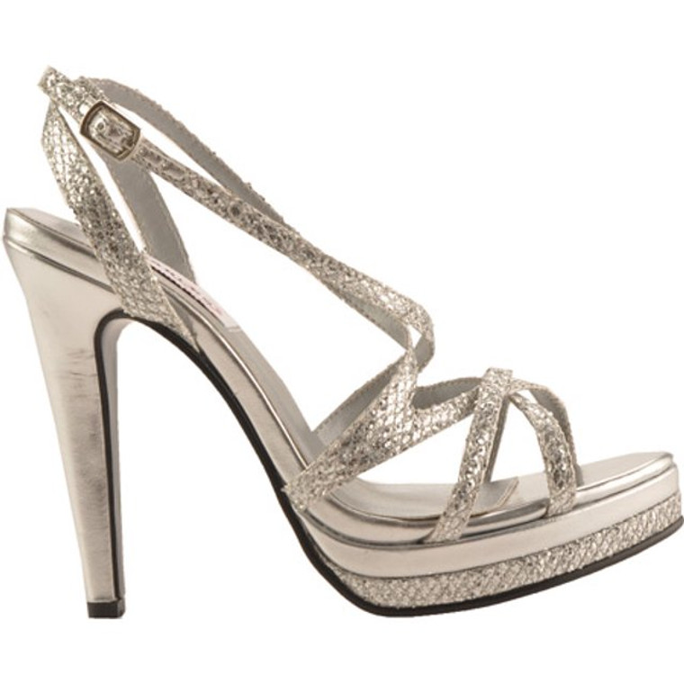 Dyeables Women's Bryce Platform Sandal (Silver Glitter,Size-6)