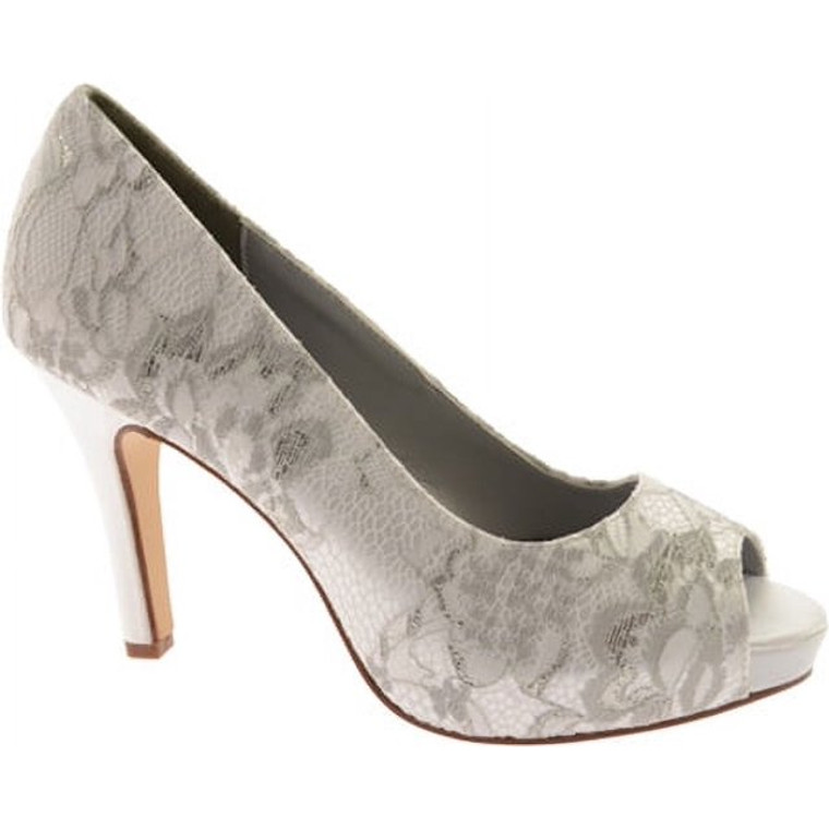 Dyeables Women's Winter Platform Pump (White Lace,Size-9.5)