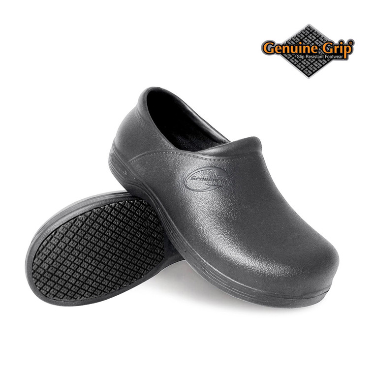 Women's Genuine Grip Footwear Slip-Resistant Injection Clogs 380 (Black,Size-8W)