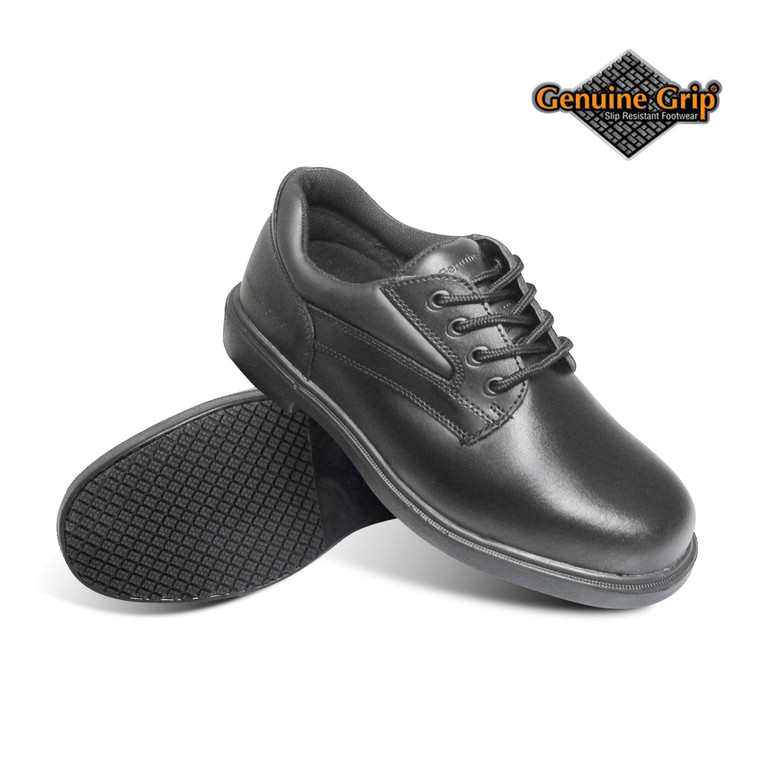 Men's Genuine Grip Footwear Slip-Resistant Steel Toe Oxford (Black,Size-13W)