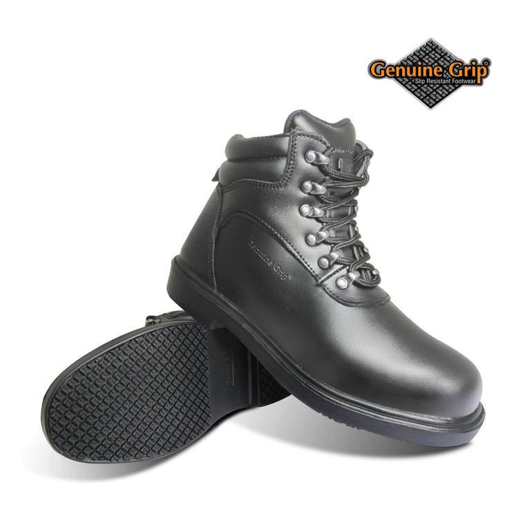 Men's Genuine Grip Footwear Slip-Resistant Steel Toe Boot (Black,Size-10.5W)