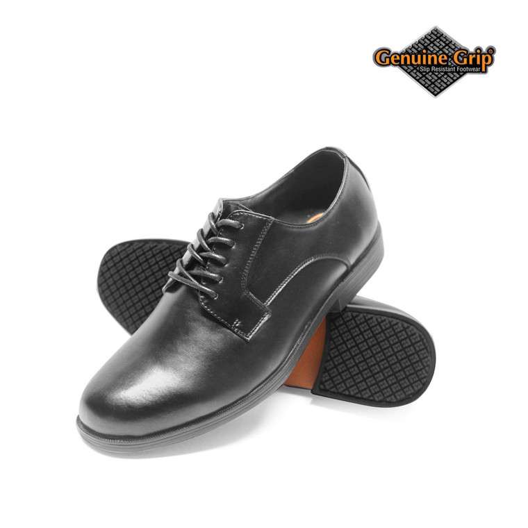 Men's Genuine Grip Footwear Slip-Resistant Oxford Dress (Black,Size-14W)
