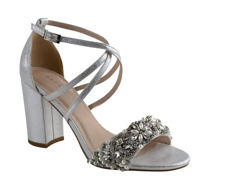 Hira Silver Shimmer Prom Shoes: Paradox London P2101, Size- 7.5M