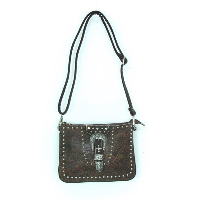 Savana No.TO-789 TN Ladies Faux Leather Tooled Crossbody Bag, Tan