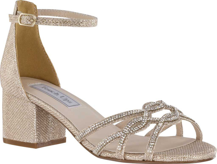 Women's Touch Ups Zoey Ankle Strap Heeled Sandal Champagne Shimmer Synthetic, Size -9 M