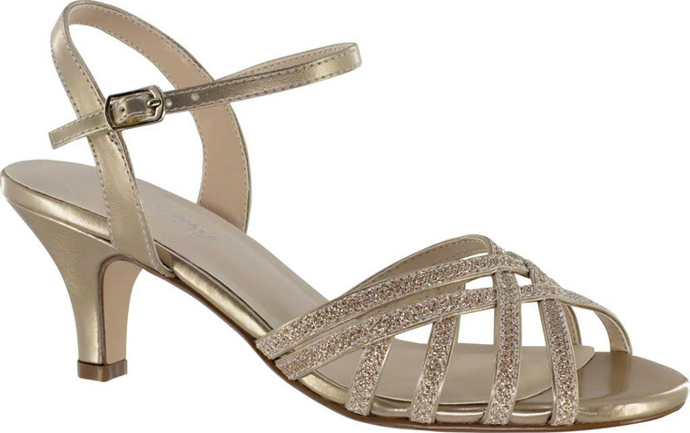 Women's Touch Ups Amara Strappy Sandal Champagne Glitter Synthetic, Size -5.5 M