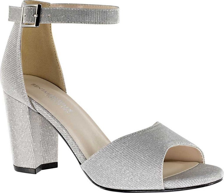 Women's Touch Ups Amaya Ankle Strap Heeled Sandal Silver Glitter Synthetic, Size -  6.5 M
