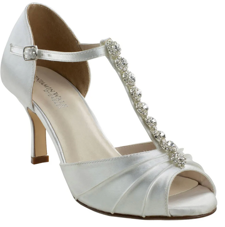 Dyeables White Satin Stiletto Heel Peeptoe Sandals, White, Size -8